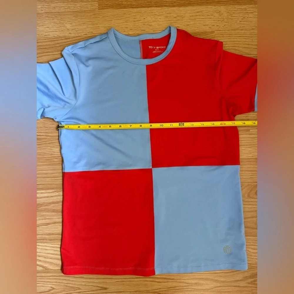 Tory Burch Sport Color Block T-Shirt in Red and Blue Sz XS